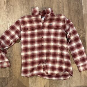 Columbia Men's Burgundy Plaid Button Down Shirt